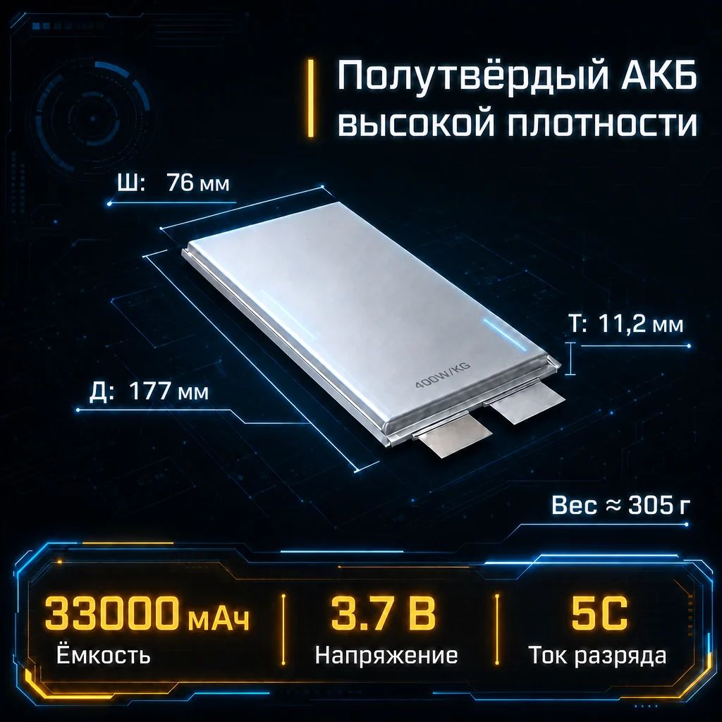Полутвердотельные АКБ NMC 3.7 33000mah