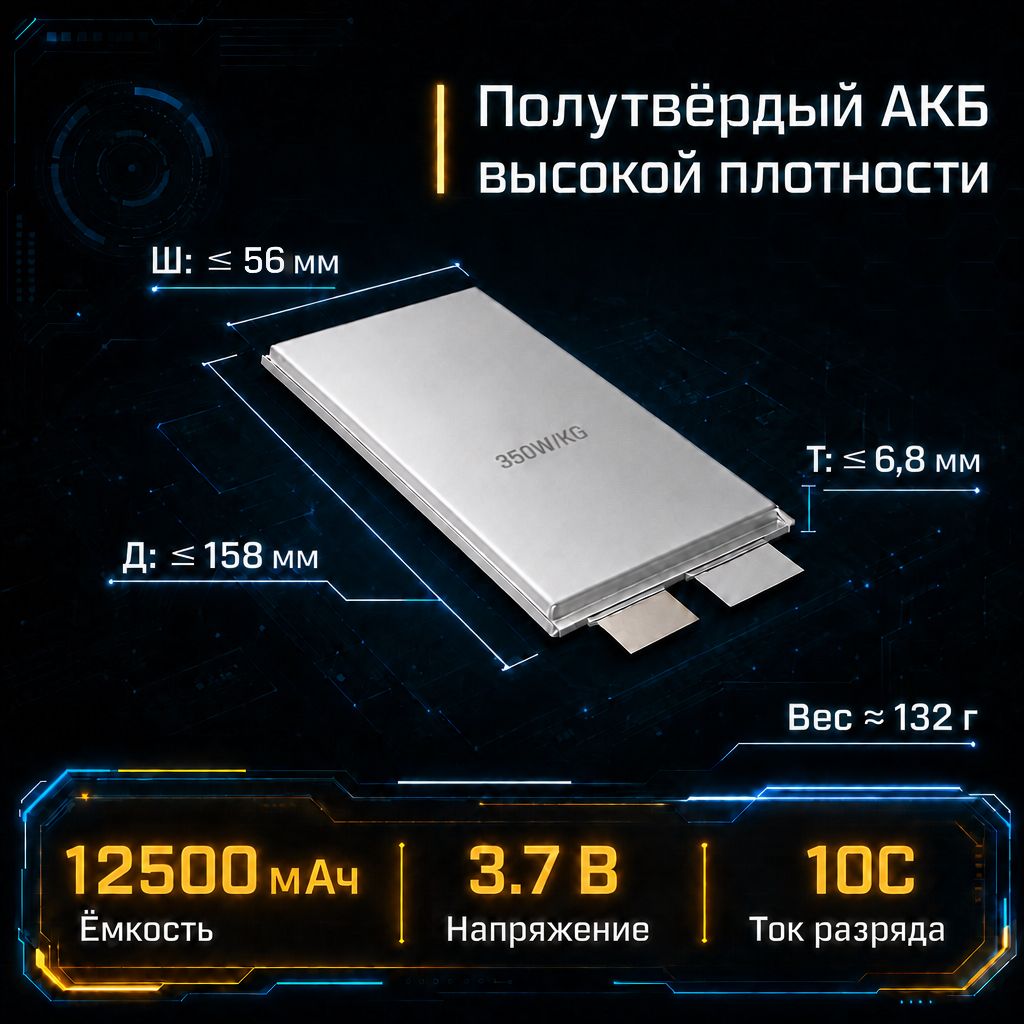 Полутвердотельный АКБ NMC 12500mah