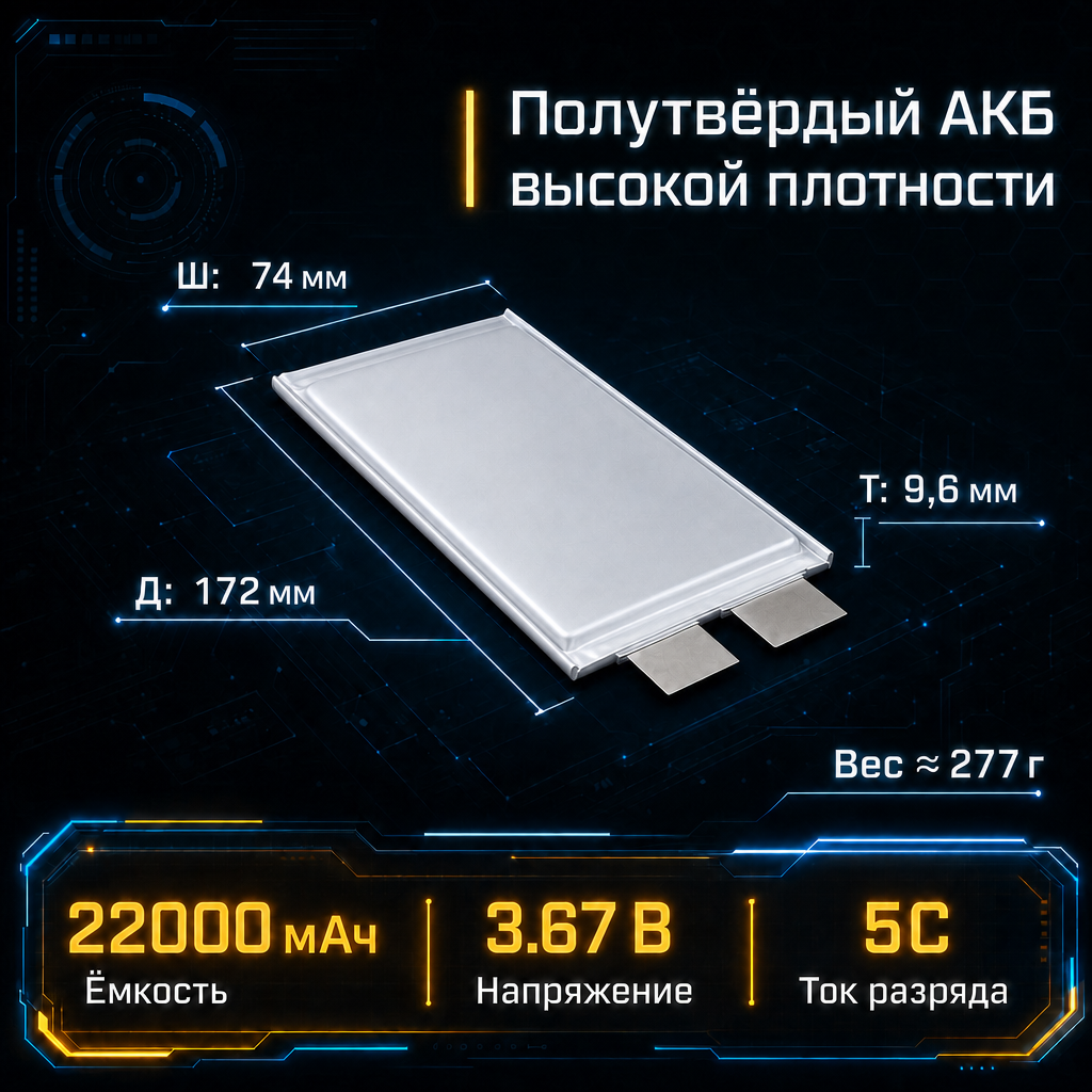 Полутвердотельный АКБ NMC 22000mah CALH