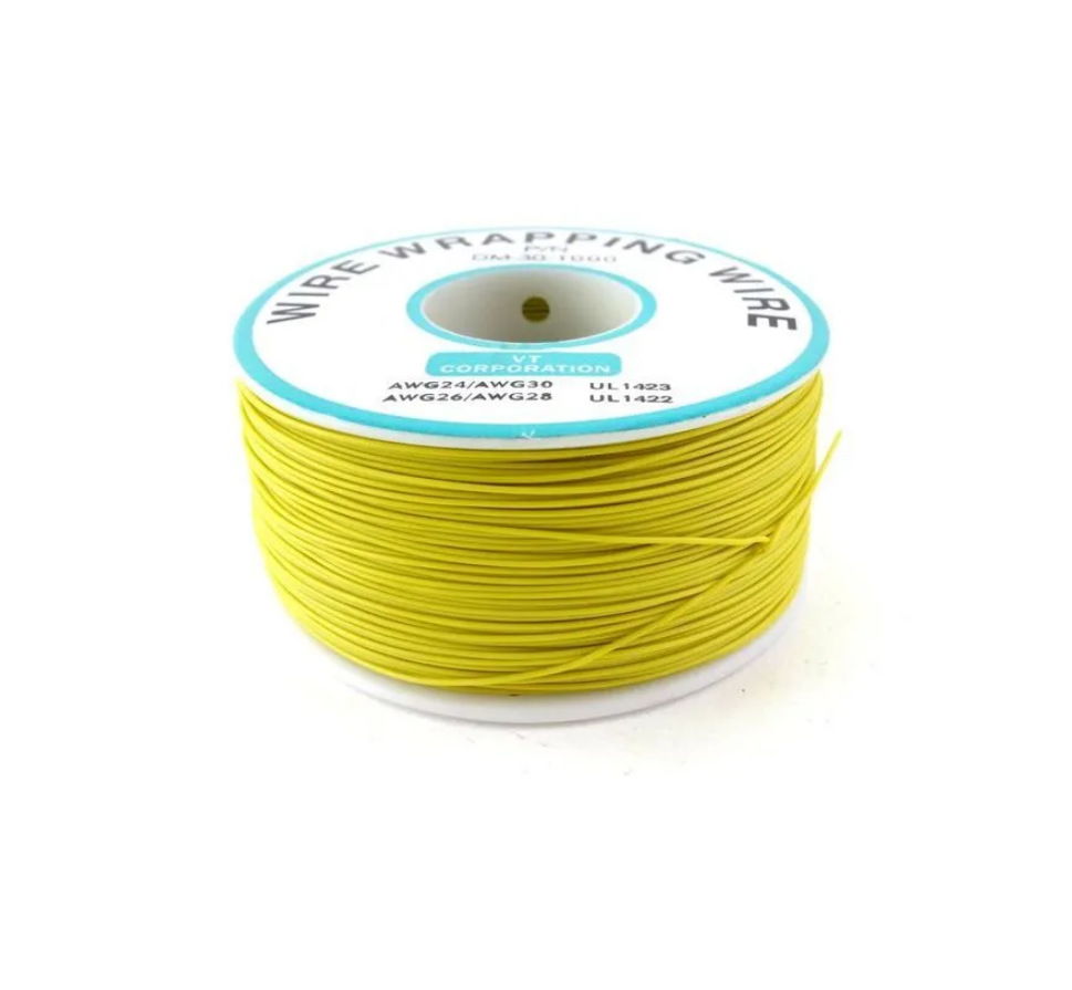 Провод монтажный AWG30 желтый, катушка 200м